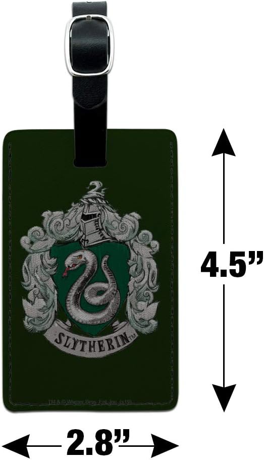 Harry Potter Slytherin Painted Crest Rectangle Leather Luggage Card ID Tag