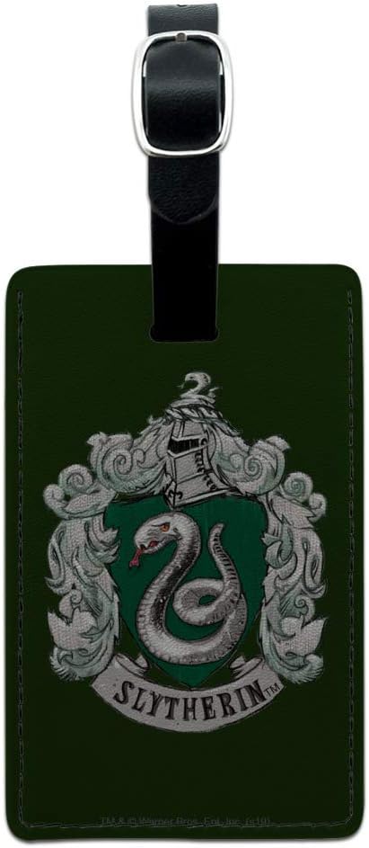 Harry Potter Slytherin Painted Crest Rectangle Leather Luggage Card ID Tag