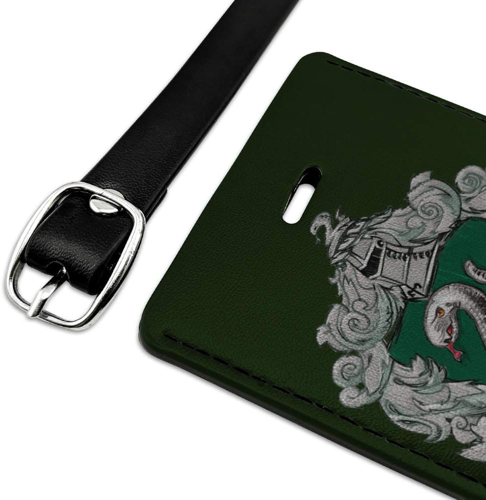 Harry Potter Slytherin Painted Crest Rectangle Leather Luggage Card ID Tag