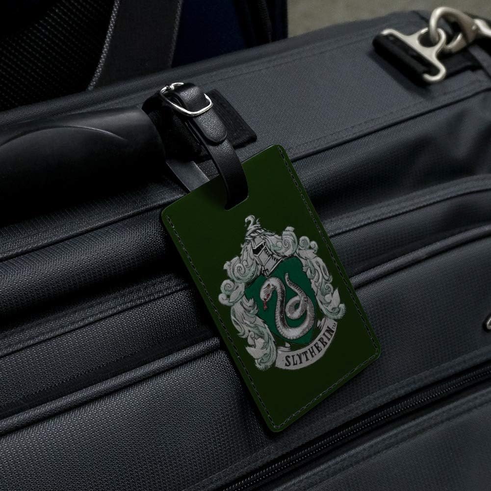 Harry Potter Slytherin Painted Crest Rectangle Leather Luggage Card ID Tag